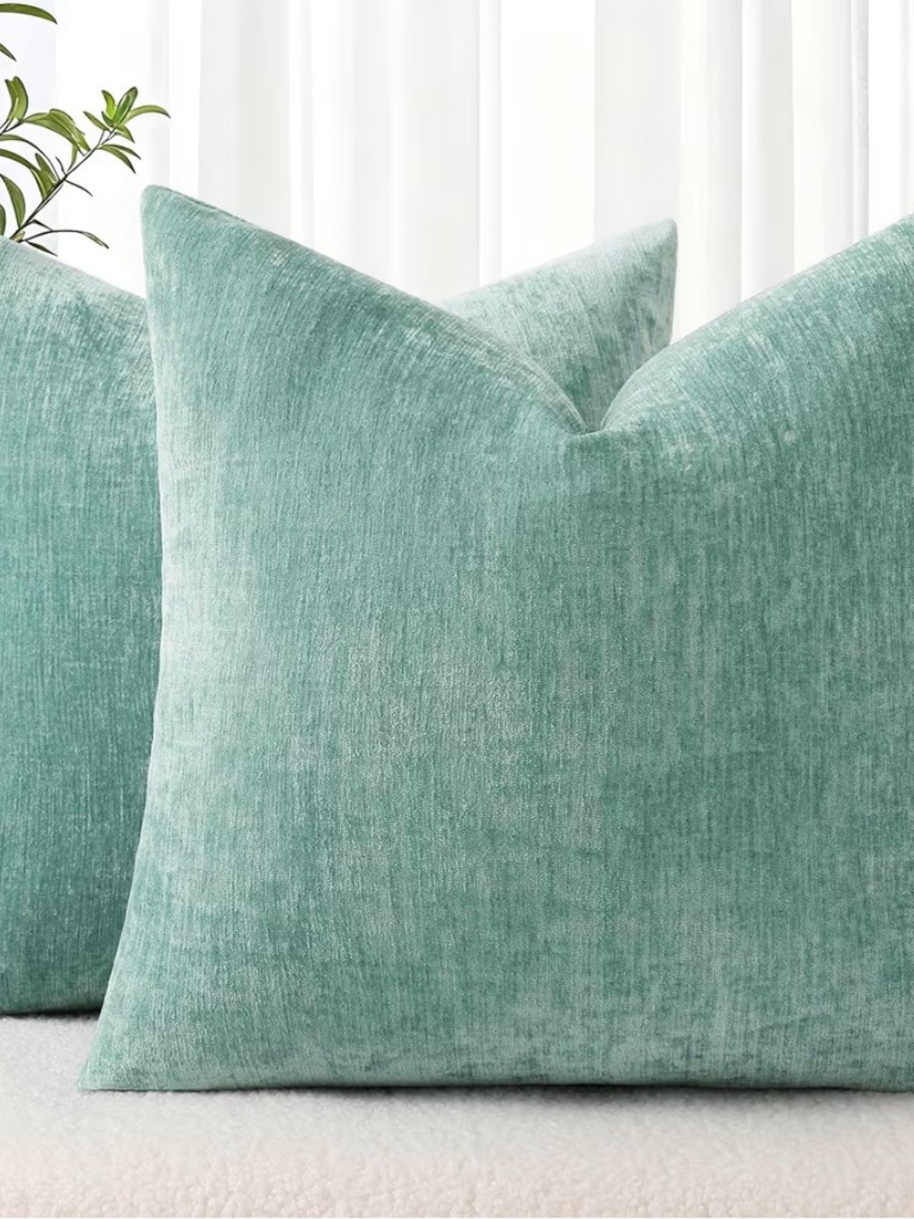 Soft Aqua Velvet Throw Pillow Cover Set of 2